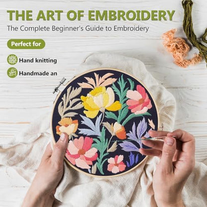 Santune 3 Pack Embroidery Kit for Beginners, Needlepoint Cross Stitch Kits for Adults,Needle Point Sets with Stamped Petal Pattern Stitch Video Tutorial - Image 2