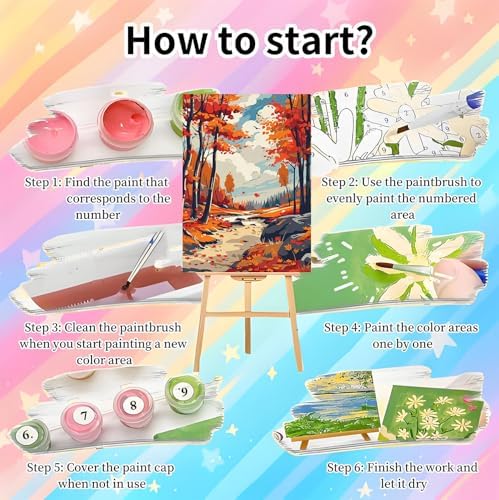 4 Pack Framed Paint by Numbers Kit for Adults Beginners, Four Season 8x12in - Image 6