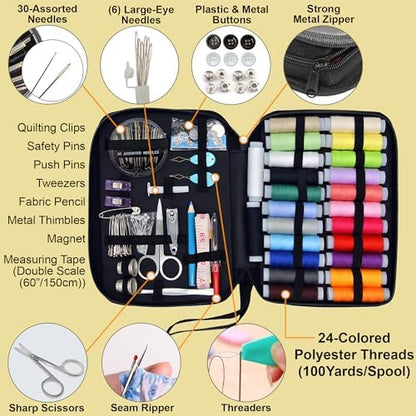 Vellostar Sewing Kit for Adults & Kids - 100-Piece Light Grey Beginner Set - Image 2