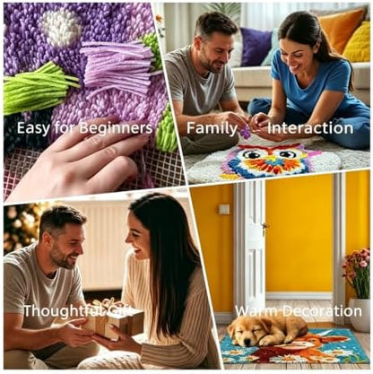 Latch Hook Rug Kit Red Dragon Easy for Beginners Round Shape Carpet Crochet Yarn Craft Mini Rug DIY Hook and Latch Little Tapestry for Home Decor 30x30cm - Image 5