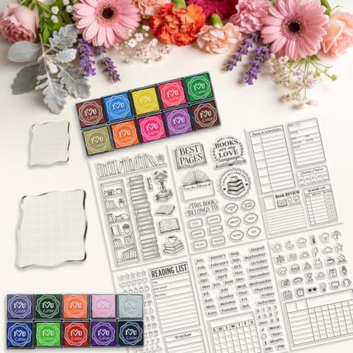 6Pcs Diary Journal Clear Stamps for Card Making, Star Rating Silicone Stamps for Crafting&DIY Scrapbooking, Weather & Reading Icons Journaling Decor - Image 4