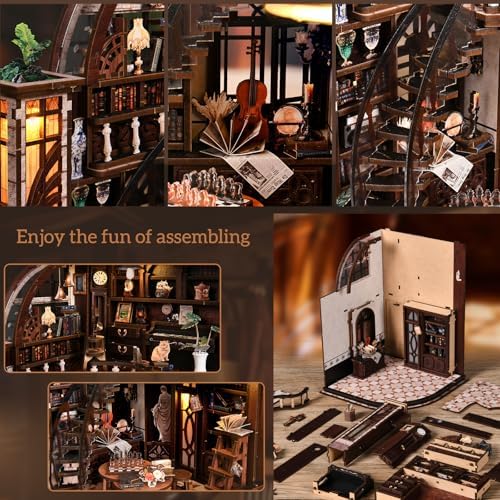 DIY Miniature House Kit for Adults & Teens, Grand Bookstore Scene Mini House Decor with LED, 3D Wooden Puzzle Gift for Book Lovers & DIY Fans (Bacchus Bookstore) - Image 4