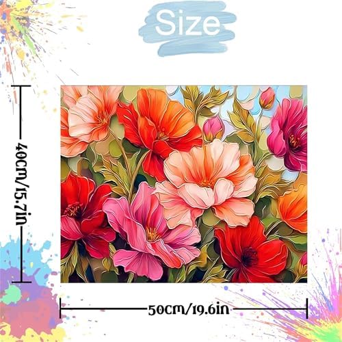 Flower Paint by Numbers Kit for Adults,Poppy Adult Painting by Numbers for Beginner on Canvas,DIY Painting Kits for Home Wall Decor,Gifts (Flower1) - Image 2