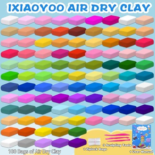 Ixiaoyoo Air Dry Clay, 100 Colors Foam Modeling Clay for School Projects - Image 3