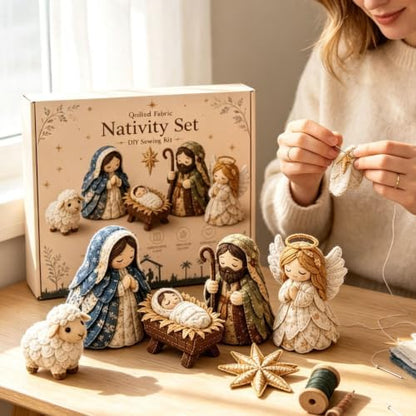 DIY Quilted Fabric Nativity Set Sewing Kit, Detailed Hand-Stitch Holy Family Manger Craft Set, Nativity Ornament Making Project for Home Display & Faith-Based Decor Creation for Adults，Type A - Image 2