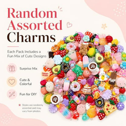 Cute Resin Charm Set for Bracelets, Assorted Kawaii Styles Bulk Pack, Small Animal & Candy Design for Jewelry Making, DIY Crafts, Bag Accessories, Gift Kit for Girls - Image 2