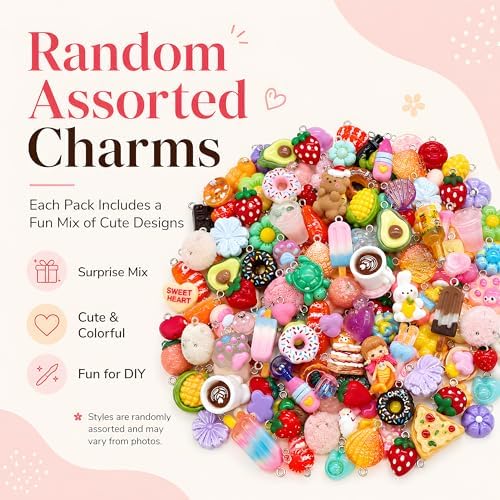 Cute Resin Charm Set for Bracelets, Assorted Kawaii Styles Bulk Pack, Small Animal & Candy Design for Jewelry Making, DIY Crafts, Bag Accessories, Gift Kit for Girls - Image 2