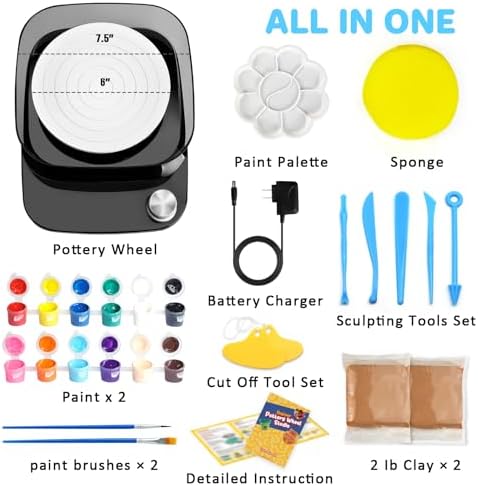 Pottery Wheel for Kids - Complete Pottery Kit & Tools for Beginners, Plug-in Rechargeable Battery, Upgraded Detachable Turntable Adjustable Speed, DIY Clay Maker for Kids 9-12 (Black, Patented) - Image 2