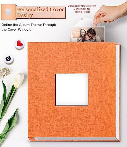 Artfeel Photo Album Self Adhesive Scrapbook Album for 3x5 4x6 5x7 8x10 Pictures,60 Pages Linen Cover with Display Window DIY Photo Book,Ideal Gifts for Family Travel Wedding Baby - Image 2