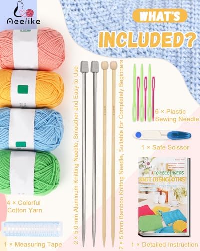 Aeelike Knitting Kit for Beginner Adult, Easy Dishcloth Knit Set, Color C - Image 2