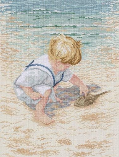 Janlynn Corp. Counted Cross Stitch Kit, Boy with Horseshoe Crab - Image 2