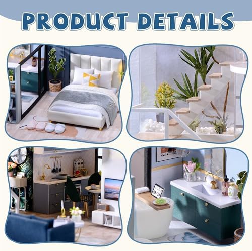 Flever Wooden DIY House Kit, Miniature with Furniture, Creative Craft Gift for Lovers and Friends (Satisfied Time) - Image 6
