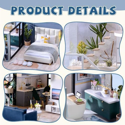 Flever Wooden DIY House Kit, Miniature with Furniture, Creative Craft Gift for Lovers and Friends (Satisfied Time) - Image 6