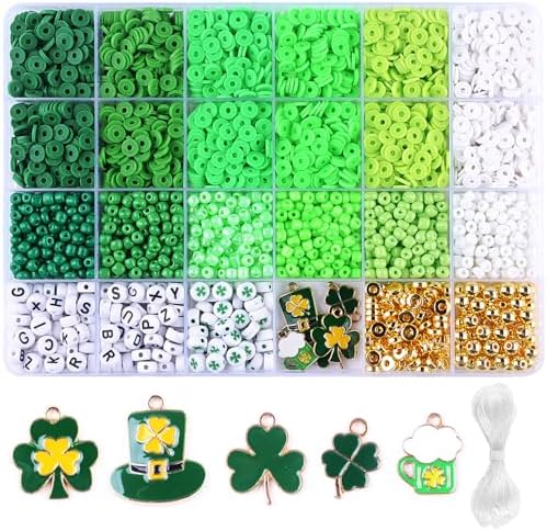 BBita St.Patrick's Day Polymer Clay Beads Bracelet Making kit, 3480pcs 24 Style Cute Fun Beads Charms for Jewelry Necklace Earring Making DIY Accessories for Women Girls by BBita