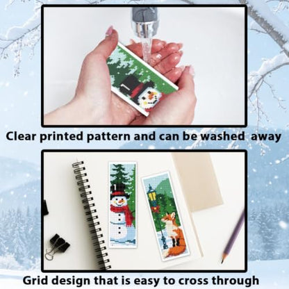 ACRNIGHEET 6PCS Cross Stitch Bookmark Kit (Winter Forest Pattern) - Image 3
