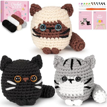 Crochet Kit for Beginners, Cat Crochet Kit for Adults Beginner by FortuningsJDS