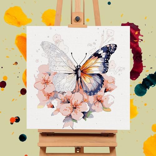 Offito Framed Paint by Numbers Kit for Adults Beginners, Butterfly Flowers - Image 4
