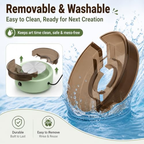 SKIRFY Pottery Wheel for Beginners, Complete Pottery Studio Kit with Foot Pedal, Adjustable Speed, 2.2 LB Air-Dry Clay, 21 Sculpting Tools, Ceramic Craft Kit for Ages 8+, Teens & Adults - Image 6