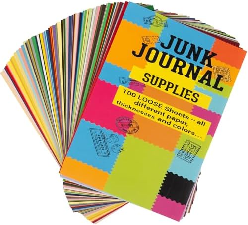Junk Journal Loose Leaf Paper, 100 Unique Sheets 200 Pages, 8.5" x 5.5" by KAIU