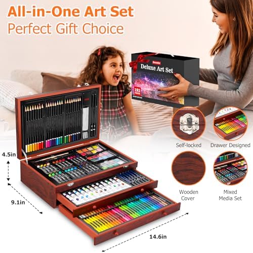 Soucolor Art Supplies,192 Pack Deluxe Art Set Drawing Painting Supplies Kit - Image 7