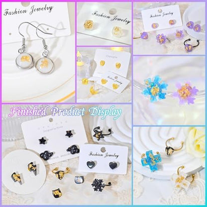 Epoxy Resin Molds Jewelry, Small UV Resin Molds Silicone Kit with Earring Backs & Ring Settings Accessories, DIY Mini Silicone Moulds for Earrings, Pendants, Rings, Necklace & Keychains Art Crafting - Image 6