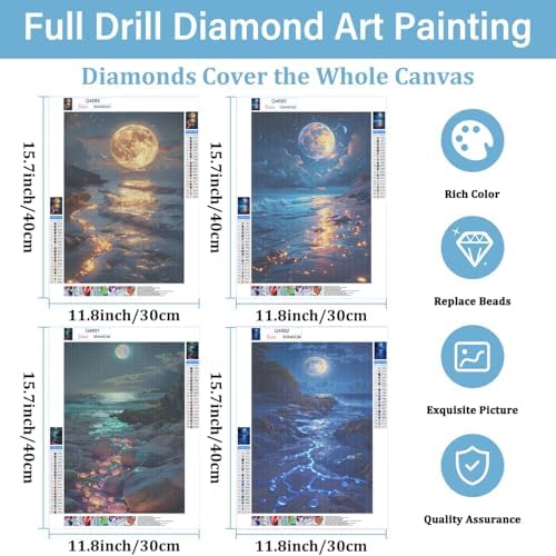 DOTSOPS 4 Pcs Moon Lake Diamond Painting Kits for Adults Art Painting Kits - Image 2