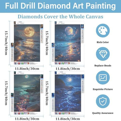 DOTSOPS 4 Pcs Moon Lake Diamond Painting Kits for Adults Art Painting Kits - Image 2