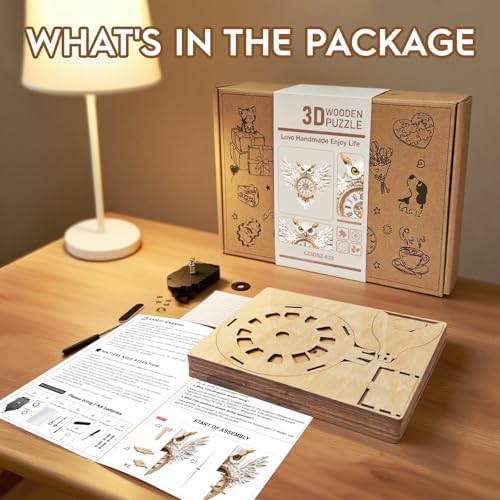 3D Puzzles for Adults Wooden Snowy Owl Clock Puzzle Adult Crafts - Image 2