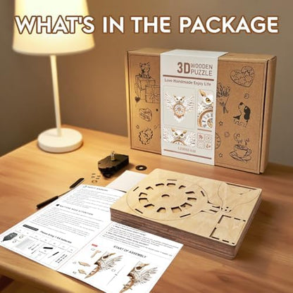 3D Puzzles for Adults Wooden Snowy Owl Clock Puzzle Adult Crafts - Image 2