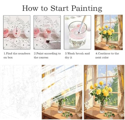 ZRIZQ Paint by Numbers Kit for Adults Beginner,Flower Landscape,16x20 - Image 5