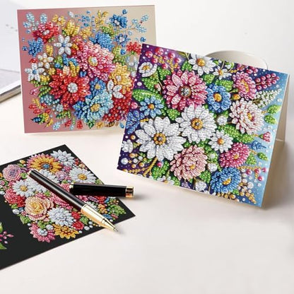 antor 6 pcs Diamond Painting Greeting Card Kits - Beautiful Floral Design with Fine Glitter, 5D DIY Creative Special Shaped Diamond Art Cards for Birthday Holiday Congratulations Crafts Gifts - Image 7