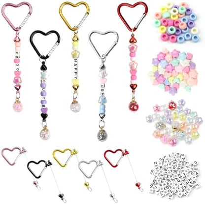 204 Pcs DIY Keychain Making Kit Letter Beads Key Chain Flower Star Heart Bead Kit Acrylic Key Ring Bag Charms Crafts Accessories by Molirex