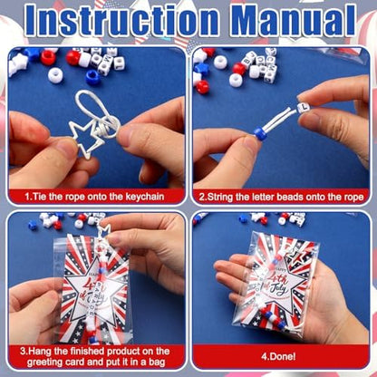 Suncalla 996 Pcs 24 Set 4th of July Patriotic Craft Keychain Making Kit DIY - Image 3