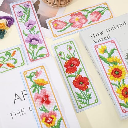 ORIGACH 6 Set Flowers Cross Stitch Bookmark Kit for Beginner - Image 6