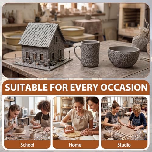 Leriton 9 Pcs Clay Texture Roller Set with Handle, Terrain - Image 6