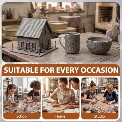 Leriton 9 Pcs Clay Texture Roller Set with Handle, Terrain - Image 6