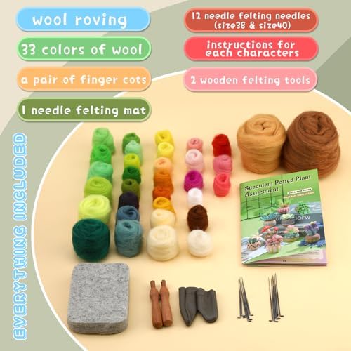 Yizzvb Needle Felting Kit, 9 Pcs Wool Succulent Needle Felt Beginner Kits - Image 3