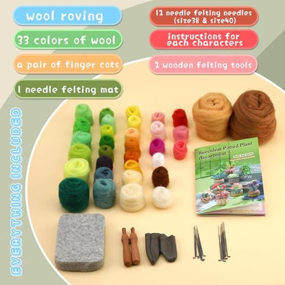Yizzvb Needle Felting Kit, 9 Pcs Wool Succulent Needle Felt Beginner Kits - Image 3