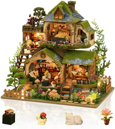 Dollhouse Kit, DIY Miniature House w/LED Adult, Forest Adventure by MakingLifeFunforCool