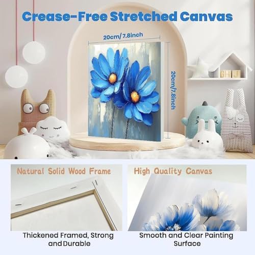 Fotasmua 4 Pack Paint by Numbers Kit for Adults Kids, Easy Framed Adults Paint by Numbers Kits, DIY Simple Flowers Acrylic Oil Painting Number Kits for Home Wall Decor (8 x 8 Inch) - Image 4