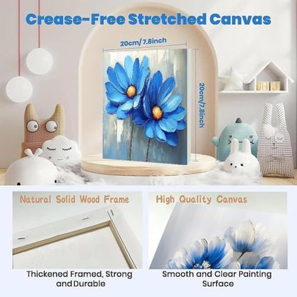 Fotasmua 4 Pack Paint by Numbers Kit for Adults Kids, Easy Framed Adults Paint by Numbers Kits, DIY Simple Flowers Acrylic Oil Painting Number Kits for Home Wall Decor (8 x 8 Inch) - Image 4