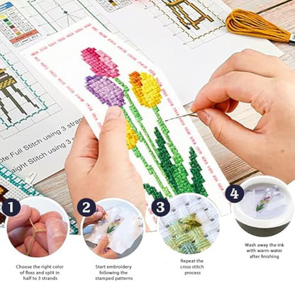 ORIGACH 6 Set Tulip Cross Stitch Bookmark Kit for Beginner - Image 4