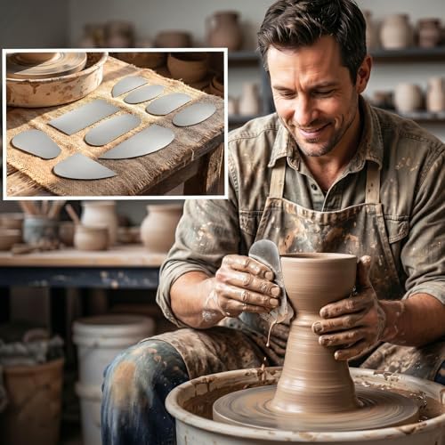 Pottery Tools Set for Beginners, 12 PCS Stainless Steel Clay Sculpting Tools, Ceramic Scrapers & Serrated Ribs for Trimming, Shaping & Texturing, Clay Modeling Tools Kit - Image 4