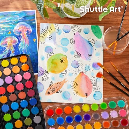Shuttle Art 43 Pack Watercolor Paint Set, 36 Colors Watercolor Paint Pan Set with 6 Brushes and 1 Watercolor Pad for Beginners, Artists, Kids & Adults Watercolor Painting, Bullet Journal, Calligraphy - Image 5