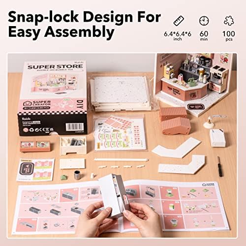 Super Creator-Mini Blocks Model Building Set for Adults, Miniature Plastic House Kit Super Store-Building Blocks Toys for Adult, DIY Crafts/Hobbies for Adult (Double Joy Bubble Tea) - Image 3