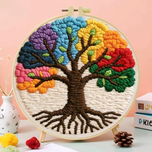 ZuoAnLF Punch Needle Kit for Beginners & Adults, DIY Easy Landscape Embroidery Set for Starter Art Craft, Punch Needle Project with Patterns, Tools, Yarns, Hoop, Instructions - Image 5
