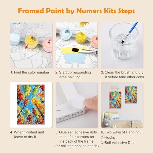 MOGTAA Tree of Life Paint by Numbers Kit for Adults Beginners with Frame, Landscape Adult Paint by Number Kits on Canvas with Easel, Easy DIY Oil Painting Kits for Home Decor, 8x12in - Image 6