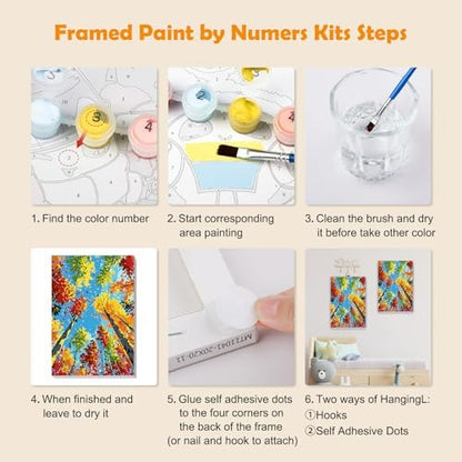 MOGTAA Tree of Life Paint by Numbers Kit for Adults Beginners with Frame, Landscape Adult Paint by Number Kits on Canvas with Easel, Easy DIY Oil Painting Kits for Home Decor, 8x12in - Image 6