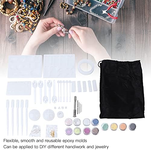Dam Skerisi 94Pcs Silicone Jewelry, DIY Resin Set, Reusable Durable Safe Elastic Pendant Casting with Glitter Sequins, Screw Eye Pins, Tools for Handmade Jewelry Craft Making - Image 6