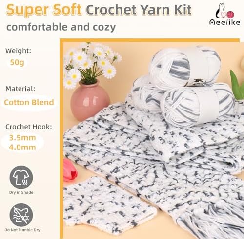 Aeelike Crochet Kit for Beginners, Complete Easy Crochet Sarves Hat Kit - Image 4